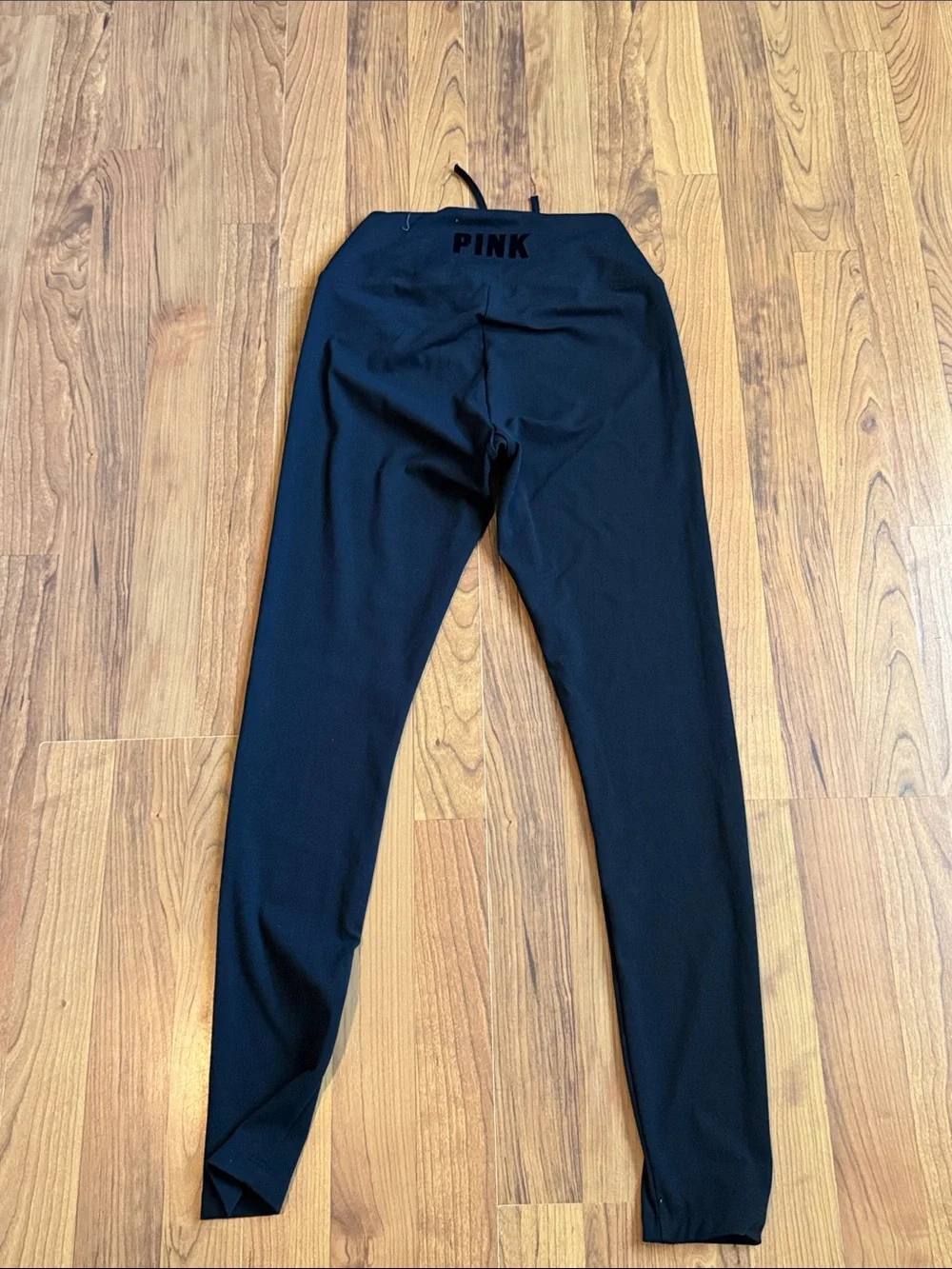 Pink Active Black Ruched Front Drawstring Leggings Size Small